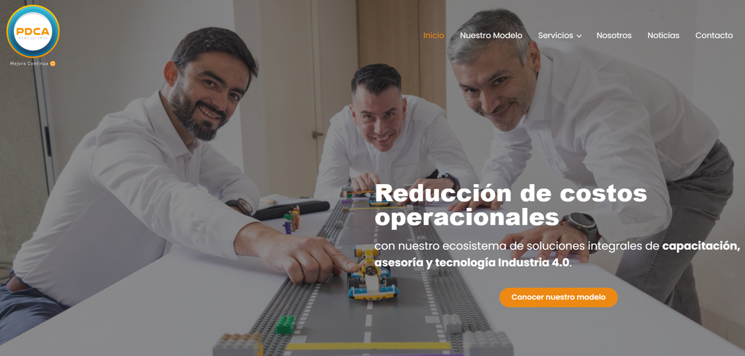 Captura del sitio rediseñado de PDCA Consultores